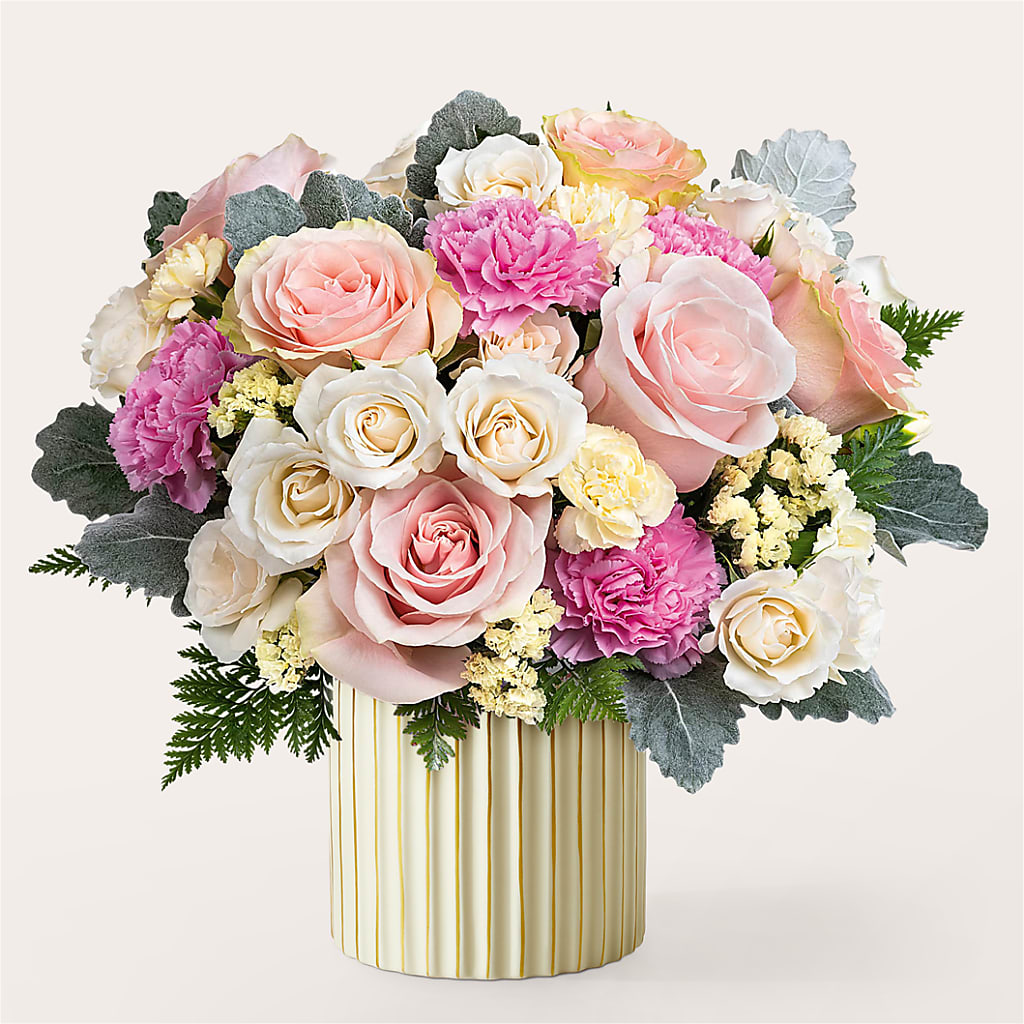 Blissful Moments Bouquet with Ivory Vase – Savannah Flower Market, Savannah GA