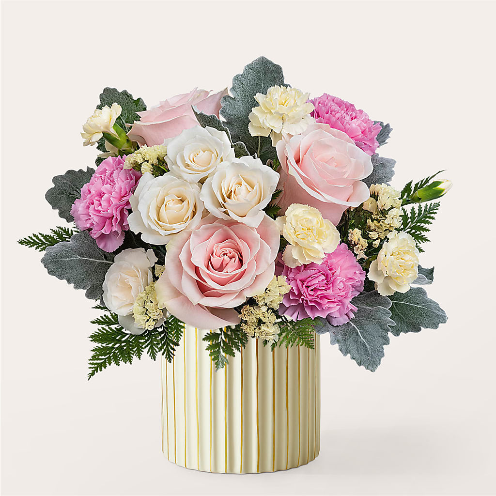 Blissful Moments Bouquet with Ivory Vase – Savannah Flower Market, Savannah GA