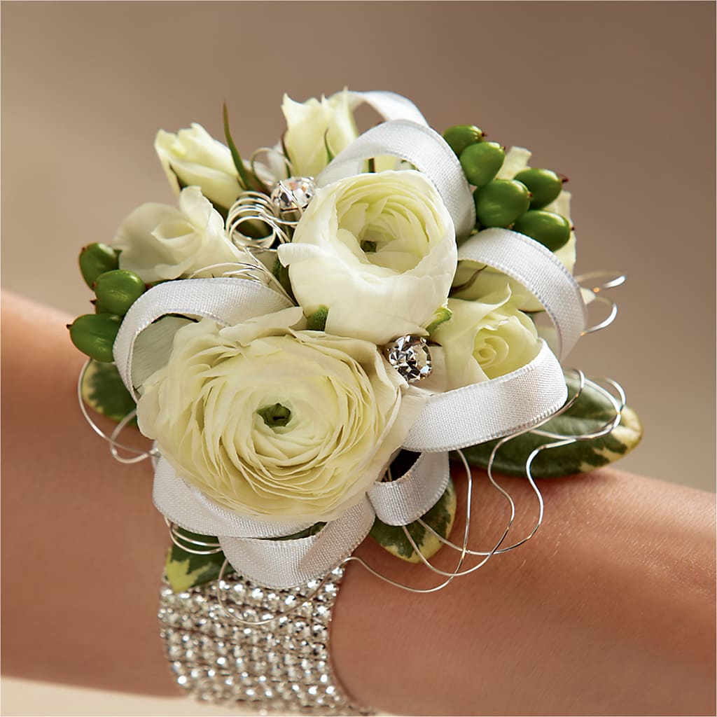 White Wedding Corsage – Savannah Flower Market, Savannah GA