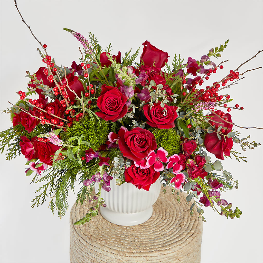 Big Red Bow Bouquet –  Savannah Flower Market, Savannah GA