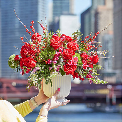 Big Red Bow Bouquet –  Savannah Flower Market, Savannah GA