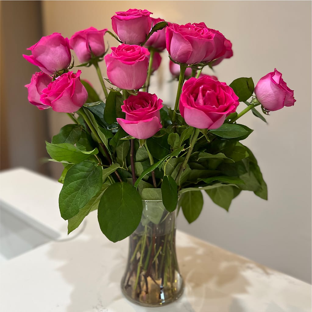 Long Stem Pink Rose Bouquet –  Savannah Flower Market, Savannah GA