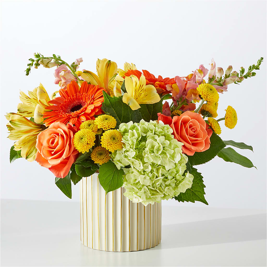 Autumn Sunshine Bouquet with Ivory Vase –  Savannah Flower Market, Savannah GA