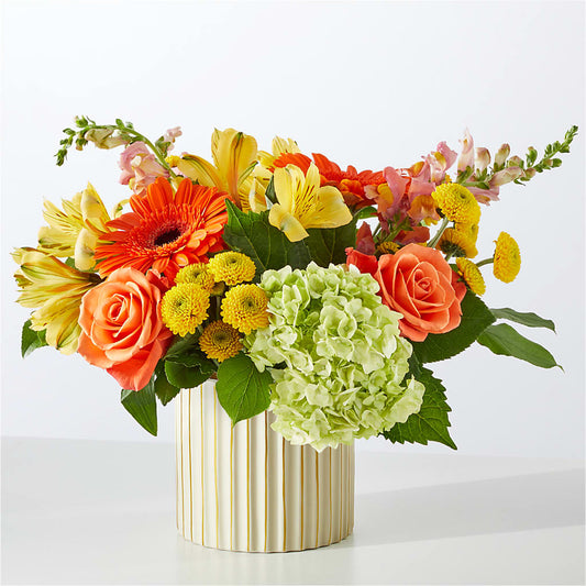 Autumn Sunshine Bouquet with Ivory Vase –  Savannah Flower Market, Savannah GA