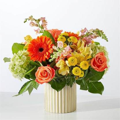 Autumn Sunshine Bouquet with Ivory Vase –  Savannah Flower Market, Savannah GA