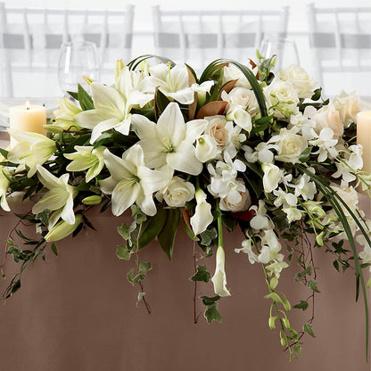 White Linen Arrangement –  Savannah Flower Market, Savannah GA