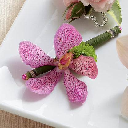 Pink Mokara Boutonniere –  Savannah Flower Market, Savannah GA